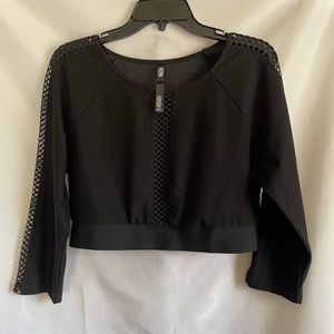 Victoria Sport Womens Crop Top Long Sleeve Large Black